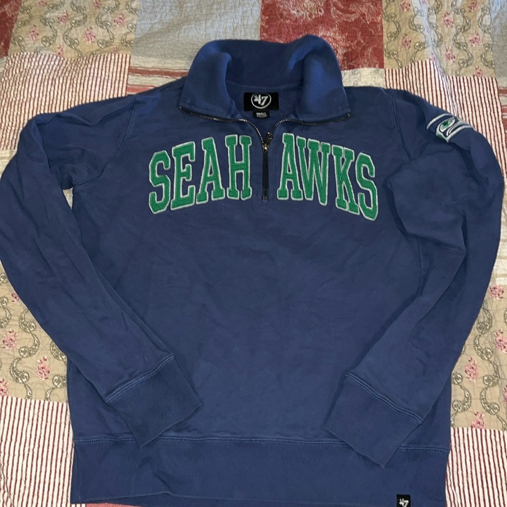 ‘47 Seattle Seahawks 1/4 top zip sweatshirt collared small